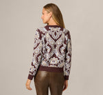 Floral Print Crew Neck Pullover Sweater In Chocolate Large Paisley 6