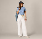 Short Sleeve Chain Patterned Knit Top In Classic Blue Medium Simple Dot 2