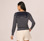 Long Sleeve Sailor Collar Pullover Sweater In Navy Ivory 7