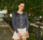 Long Sleeve Sailor Collar Pullover Sweater In Navy Ivory 1