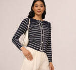Long Sleeve Sailor Collar Pullover Sweater In Navy Ivory 2