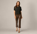 Short Sleeve Sheer Embroidered Lace Top In Black 2