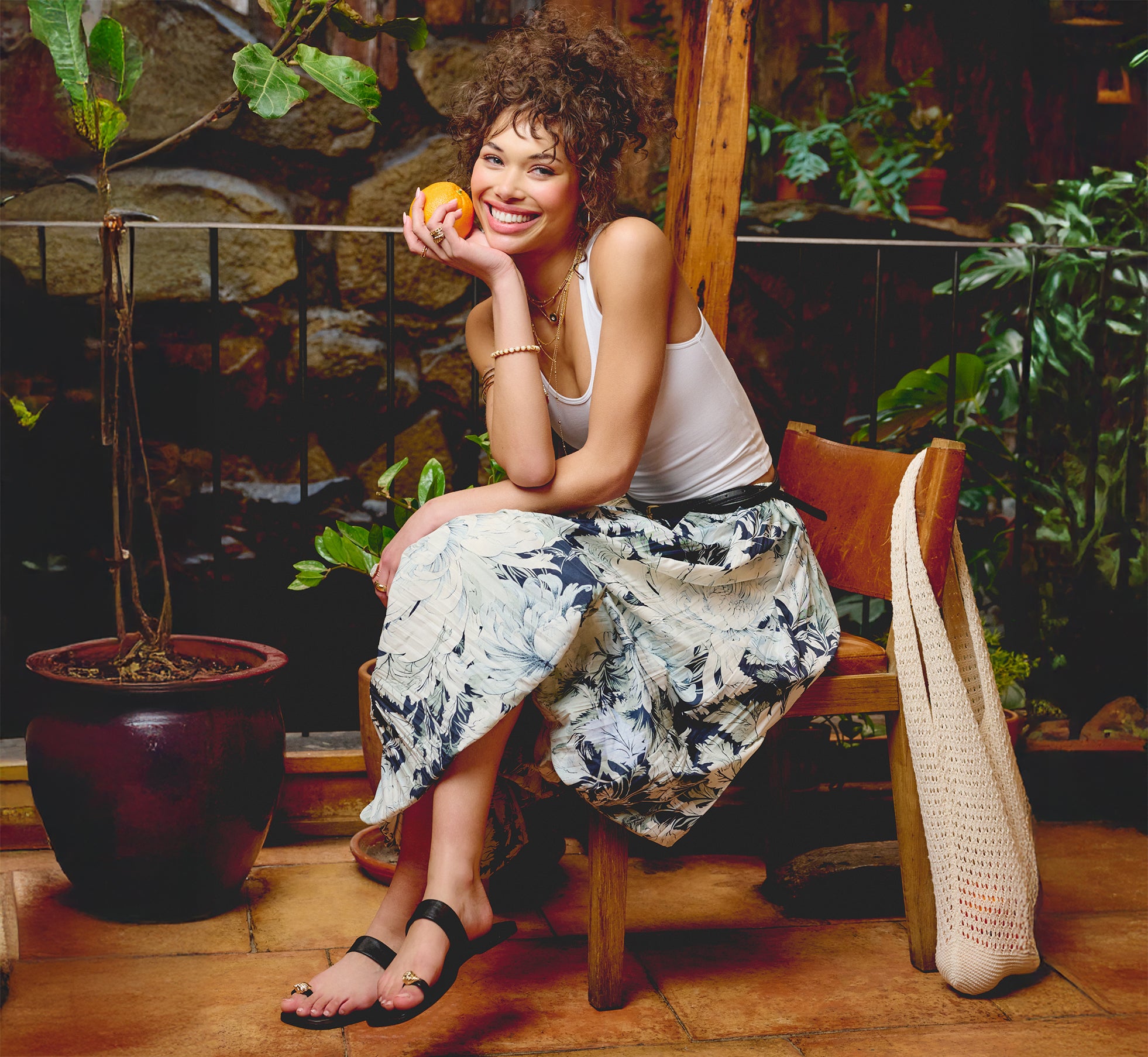 A Line Midi Bubble Skirt In Soft Cloud Vintage Floral 1