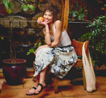 A Line Midi Bubble Skirt In Soft Cloud Vintage Floral 1