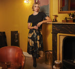 Gathered A Line Midi Skirt In Wavy Geo 1