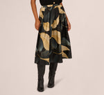 Gathered A Line Midi Skirt In Wavy Geo 3