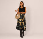 Gathered A Line Midi Skirt In Wavy Geo 2
