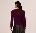 Pearly Trim Cable Knit Cardigan Sweater In Raisin 7