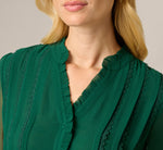 Long Sleeve Chiffon Ruffle Lace Trim Blouse In Botanical Garden 4