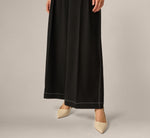 Topstitch Wide Leg Paperbag Pant With Belt In Black Ivory 3