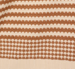 Three Quarter Sleeve Stripe Knit Sweater Top In Cream Camel 8
