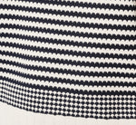 Three Quarter Sleeve Stripe Knit Sweater Top In Ivory Navy 7