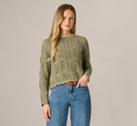 Long Sleeve Open Crochet Sweater In Sage Moss 3