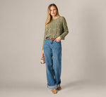 Long Sleeve Open Crochet Sweater In Sage Moss 2