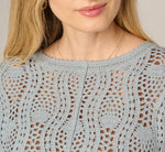 Long Sleeve Open Crochet Sweater In Soft Cloud 4
