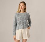 Long Sleeve Open Crochet Sweater In Soft Cloud 1