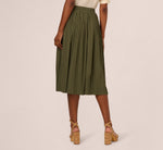 Micropleated Printed A Line Midi Skirt In Olivine 5