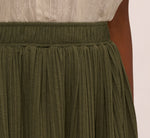 Micropleated Printed A Line Midi Skirt In Olivine 3