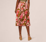 Micropleated Printed A Line Midi Skirt In Pale Mauve Botanic Flora 5