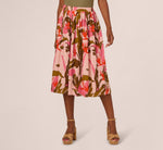 Micropleated Printed A Line Midi Skirt In Pale Mauve Botanic Flora 2