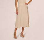 Embroidery Scalloped Hem Midi Skirt In Bamboo Wood 2