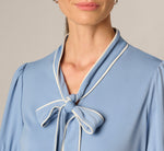 Puff Sleeve Tie Neck Top In Rainwashed Ivory 4