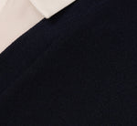 Long Sleeve Collared Sweater Vest Twofer Top In Navy Ivory 7