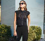 Wide Leg Airflow Pant And Sheer Soutache Vest Set In Black 1