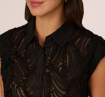 Wide Leg Airflow Pant And Sheer Soutache Vest Set In Black 4