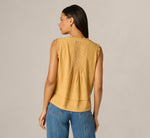 Pintuck Ruffle Crinkle Tank Top In Golden Maize Ivory 6