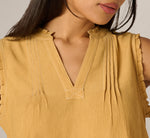 Pintuck Ruffle Crinkle Tank Top In Golden Maize Ivory 4