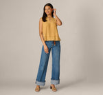 Pintuck Ruffle Crinkle Tank Top In Golden Maize Ivory 2