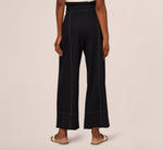 Contrast Stitched Wide Leg Drawstring Pant In Navy Khaki 5