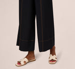 Contrast Stitched Wide Leg Drawstring Pant In Navy Khaki 4