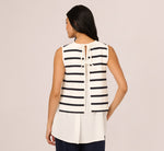 Tie Back Twofer Tank Sweater In Ivory Navy W  Ivory 7