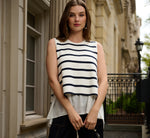 Tie Back Twofer Tank Sweater In Ivory Navy W  Ivory 1