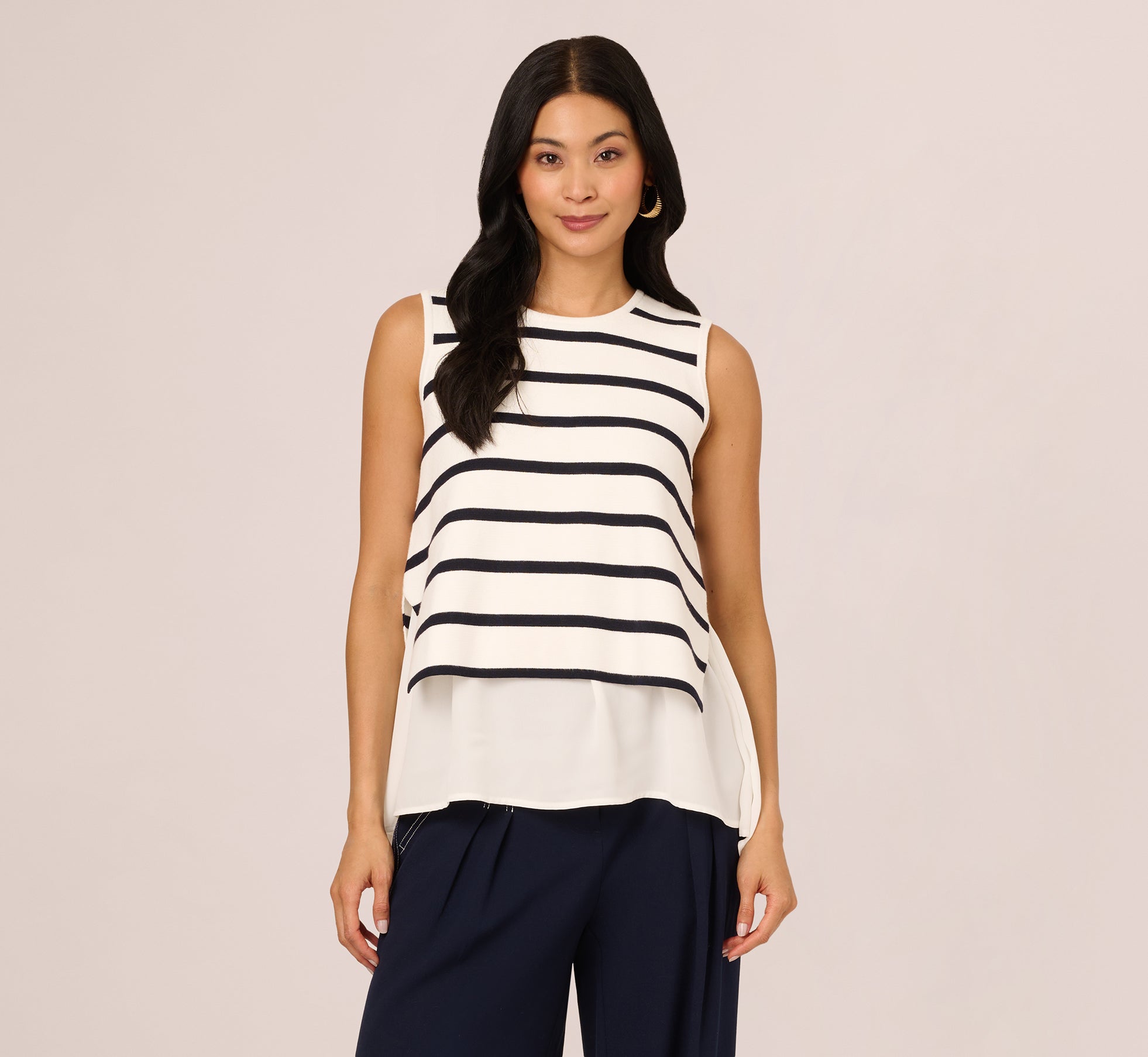 Ivory Tie Back Twofer Tank Sweater - Adrianna Papell