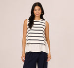 Tie Back Twofer Tank Sweater In Ivory Navy W  Ivory 4