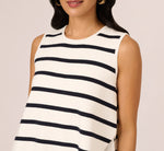 Tie Back Twofer Tank Sweater In Ivory Navy W  Ivory 5