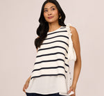Tie Back Twofer Tank Sweater In Ivory Navy W  Ivory 2