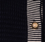 Striped Trim Cardigan Sweater Vest In Navy Ivory 5