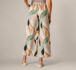 Rope Belt Floral Printed Wide Leg Pant In Seafoam Flowing Leaf 5