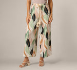 Rope Belt Floral Printed Wide Leg Pant In Seafoam Flowing Leaf 2