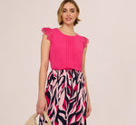 Sleeveless Lace Shoulder Pintucked Top In Hot Pink 2
