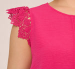 Sleeveless Lace Shoulder Pintucked Top In Hot Pink 6