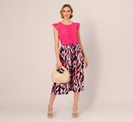 Sleeveless Lace Shoulder Pintucked Top In Hot Pink 3