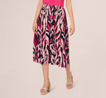 Leaf Print A Line Midi Skirt In Navy Leaf Vine 3