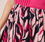 Leaf Print A Line Midi Skirt In Navy Leaf Vine 4