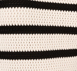 Flounce Sleeve Open Knit Sweater Top In Ivory Black 8