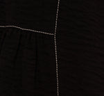 Extended Shoulder Contrast Stitch Yoke Top In Black Ivory 7